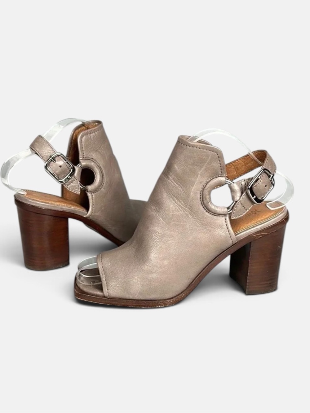 Frye Delaney Harness Leather Slingback High Heel Peep Toe Sandals US 7